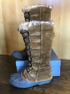 RARE Sorel CATE OF ALEXANDRIA 7 FUR TAN SNOW Waterproof Winter RARE WINTER Lace - Picture 1 of 10
