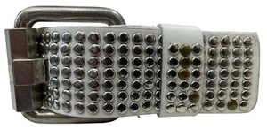 Cinturón de cuero para hombre blanco blanco cuero auténtico cinturón tachuelas cinturón hebilla - Imagen 1 de 5