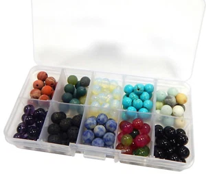 150stk Edelsteine 8mm Lava Onyx Türkis Tourmaline Schmucksteine Box Perlen set - Bild 1 von 7