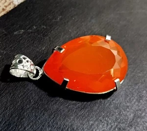 50 CT OPALE ARANCIONE ARGENTO TEDESCO SOLITARIO FORMA DI PERA PIETRA... - Foto 1 di 10