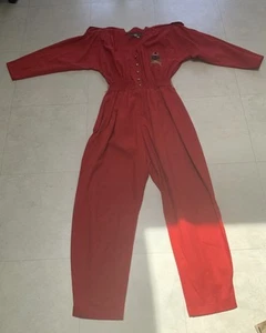 Karen Alexander Red Cotton Jump Suit Long Sleeve Size 14 - Picture 1 of 5