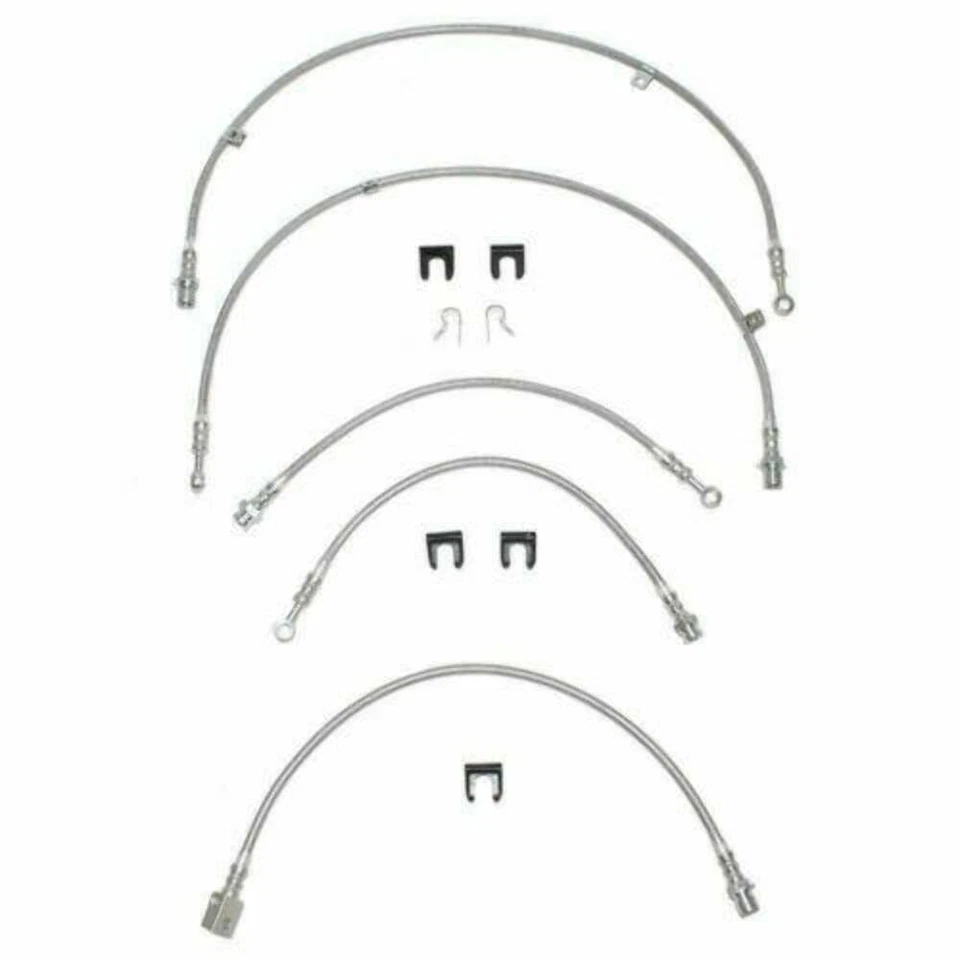 Brake Hose Kit For 99-04 GM 1500 2WD Kit 5pcs Braided Stainless-HSK0012SS - Image 1 of 1