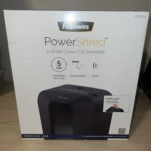 Fellowes LX50-RS 9-Sheet Security Cross Cut Paper Credit Card Shredders CRC45050 - Picture 1 of 12
