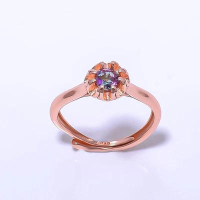 Mystic Topaz Silver Plated Jewelry Rose Gold Plated Ring Adjst R7375-10_2 - Image 1 of 4