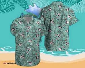 Disney Mickey Mouse Floral Aloha Hawaiian Shirt Green Tropical Shirt - Picture 1 of 6