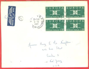 Francia EUROPA CEPT 50c Blocco di 4 usati in copertina per USA 1963 - Foto 1 di 1