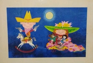 Vintage Polish Children Illustration Gouache Painting Boy Girl Signed Ratajczyk - Picture 1 of 19
