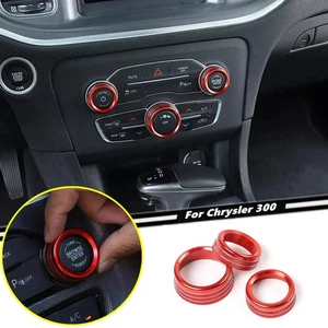 3P Car AC Switch Trim Ring Knob Cover For Chrysler 300 2011-2023 Accessories Red - Picture 1 of 9