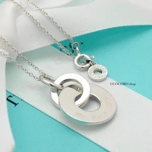 Authentic Tiffany & Co. 1837 Interlocking Circles Necklace Pendant 16" - 18.3" - Picture 1 of 12