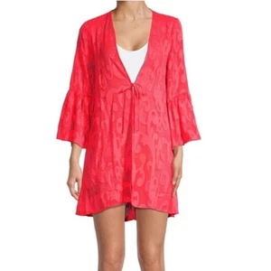 LILLY PULITZER Motley Swim Cover Up Damen Größe S Koralle Krepp Wirbel Fließend Transparent - Bild 1 von 9