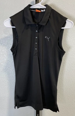 彪马 Dry Cell 女式黑色无袖高尔夫 Polo 尺码 XS 夏季活动 — 第 1/4 张图片