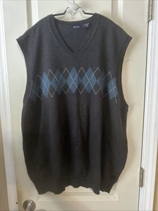 Izod XXL Pullover V-Ausschnitt ärmellos 100% Baumwolle Argyle klassischer Stil grau - Bild 1 von 7