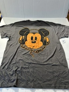 Disney Mickey Mouse MM Techno DJ Shirt Mens XL Gray Neon Orange Retro Rave EDM - Picture 1 of 5
