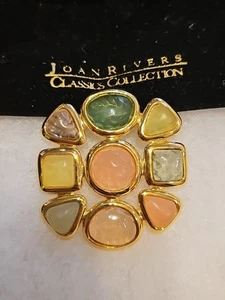 RARE VINTAGE JOAN RIVERS PASTEL JELLY GRIPOIX MALTESE CROSS BROOCH 4 REPAIR #38 - Picture 1 of 9
