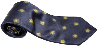 Gravata masculina VERSACE MEDUSA ouro azul geo 100% seda feita na Itália vintage Y2K - Imagem 1 de 4