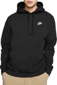Nike Herren Langarm Kängurutasche Club Hoodie Größe S - Schwarz 804346-010 - Bild 1 von 4