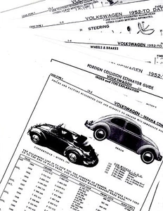 1952 1953 1954 1955 1956-1964 VOLKSWAGEN 1200 BEETLE BODY CRASH SHEETS MFRE 15PG - Bild 1 von 1