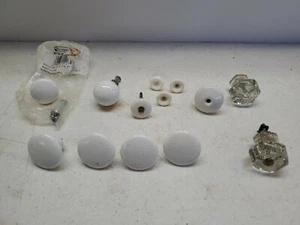 Vintage Lot of 13 Assorted Porcelain Ceramic Crystal Drawer Cabinet Knobs - Picture 1 of 8