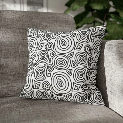 CUSHION COVER PILLOW CASE|HAND DRAWN CIRCLES PATTERN 14 - Image 1 of 4