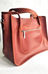 Ladies Genuine Leather Purse Mid Size Office Worker Shoulder Bag Handbag New - Picture 1 of 7