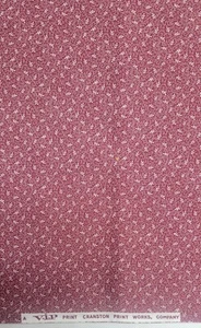2 1/2 Yds VIP Cranston Fabric Red Tiny Off White Leaves, 1800 reproduction, OOP - Picture 1 of 1