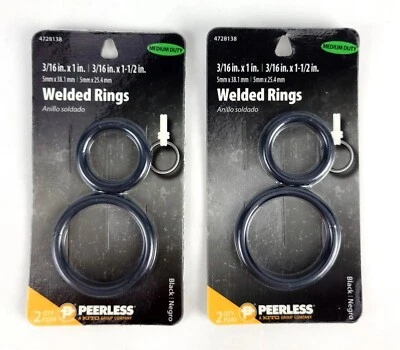 (Lot of 2) Peerless 2qty Welded Rings Medium Duty 3/16 x 1" & 3/16 x 1-1/2 Black - Image 1 of 3