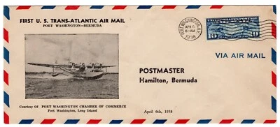 C7 on 1st Trans-Atlantic Clipper Flight Port Washington NY - Bermuda 1938 - Image 1 of 2
