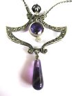 Antique Necklace Silver 835 With Amethyst, 9,6 G