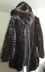 Chaqueta de Peluche 6394 Marrón Chocolate Abrigo Largo con Capucha Talla XL - Imagen 1 de 5