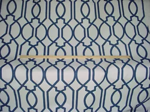 1-3/4Y Groundworks GWF-3008 Gazebo Navy Printed Linen Upholstery Fabric - Picture 1 of 3