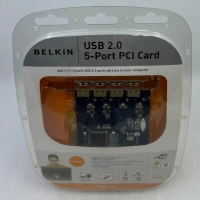 BELKIN USB 2.0 5-PORT PCI CARD - NIB - 1 Internal/4 External - Image 1 of 4