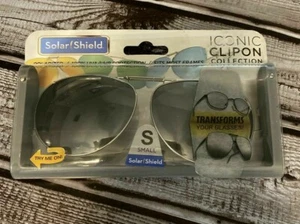 SOLAR SHIELD Clip-on Polarized Sunglasses "S" Small Black Lens Full Frame - Picture 1 of 1