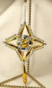 VINTAGE-NUOVO Vetro Perline Oro Stella Cadente Decorazione Natalizia Repubblica Ceca - Foto 1 di 4