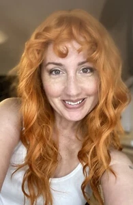 “Fire Fairy” Copper Orange Red Synthetic Hair Wigs long Curly Bangs Cosplay - Picture 1 of 8