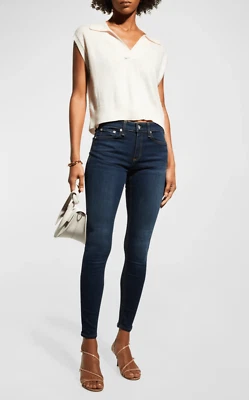 Pantalones de mezclilla ajustados al tobillo de tiro medio Rag & Bone Cate talla 25 lavado Kensington $195 Foto 1 de 4