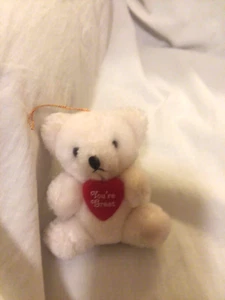 Vintage Applause You're Great TEDDY Bear Ornament 1986 Plush 4" White - Picture 1 of 2