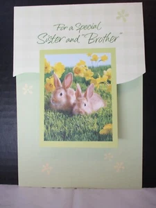 Tarjeta de Pascua Hallmark hermana y ""Hermano"" conejos narcisos cuñado - Imagen 1 de 7