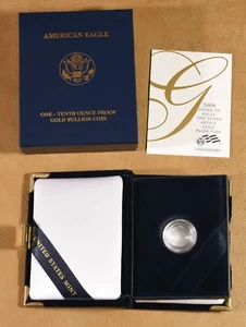 2008 Proof 1/10 oz Gold American Eagle Box and COA - No Coin - Picture 1 of 1