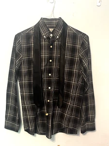 J.Crew 100% Cotton Long Sleeve Dress Shirt w/ Tie Black Gray Pld  XS (13-13.5") - Picture 1 of 8