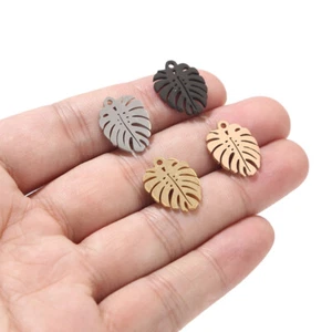 10 Stck./Posten Poliert Edelstahl Dekoration Anhänger Verbinder Zum Selbermachen Blatt Charms - Bild 1 von 9