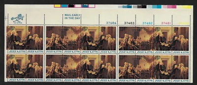 US Stamps — Block of 20 — 1976 Declaration of Independence, John Trumbull #1694a - Image 1 of 2