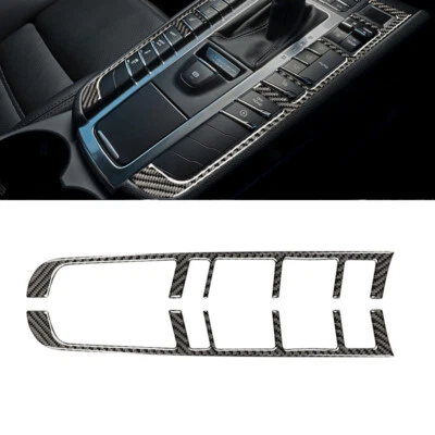 Cubierta de panel de cambio de marchas de coche de fibra de carbono real para Porsche Macan 2014-2021 Foto 1 de 4