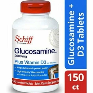 Schiff Glucosamine Tablets Plus Vitamin D3 & Hyaluronic Acid 150 Count 3 Pack - Picture 1 of 3