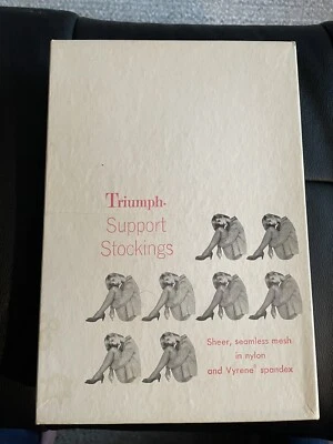 6 Pair Vintage Boxed Triumph garter stockings Mesh 8 1/2-9 Pink Sand - Image 1 of 4