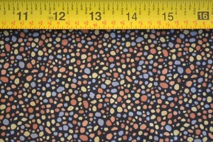 By 1/2 Yd, Tan Rust Gray & Blue on Black Quilt Cotton, Benartex/Nadelstern, B289 - Picture 1 of 7