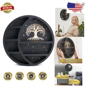 Chic Black Moon Shelf - 3-Tier Floating Display for Crystals and Essentials - Picture 1 of 11