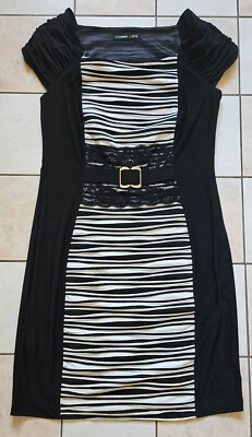 COSIMA Damen Sommer Kleid Etuikleid - schwarz weiß - schicke Details - Gr. M - Bild 1 von 4