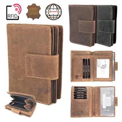 L&B COLLECTION Geldbörse RFID Büffelleder Herren Echt Leder Portemonnaie Portmonee Geldbeutel