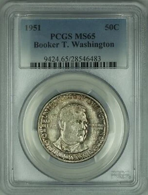 1951 Booker T Washington Silver Half Dollar 50c PCGS MS-65 Toned (30) - Image 1 of 2