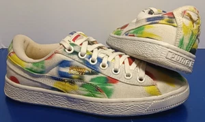 Puma Basket Classic Women’s Size 6 Canvas Sneakers Multicolor Paint Print - Picture 1 of 13